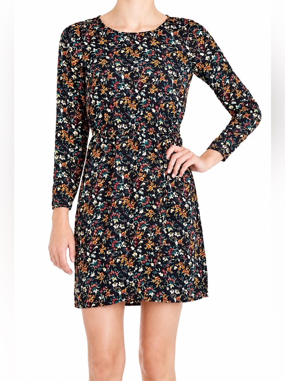 J Crew Mercantile black floral dress, size 2